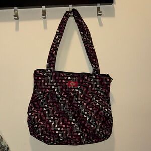 DICKIES PURSE/TOTE BAG - SAFETY PIN PRINT - PINK AND BLACK